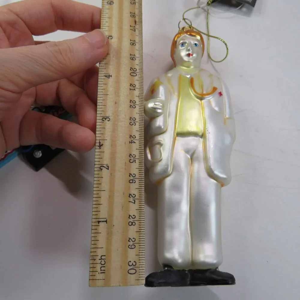 Blown Glass Doctor Ornament & additional Christmas Ornament white coat